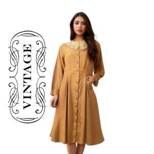 Vintage BOHO button down Shirt Dress Gingham Plaid Fit & Flare Day Dress